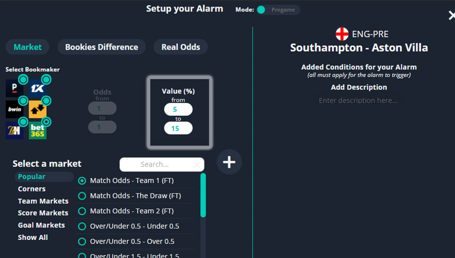 Pre - game and live football statistics alerts and notifications