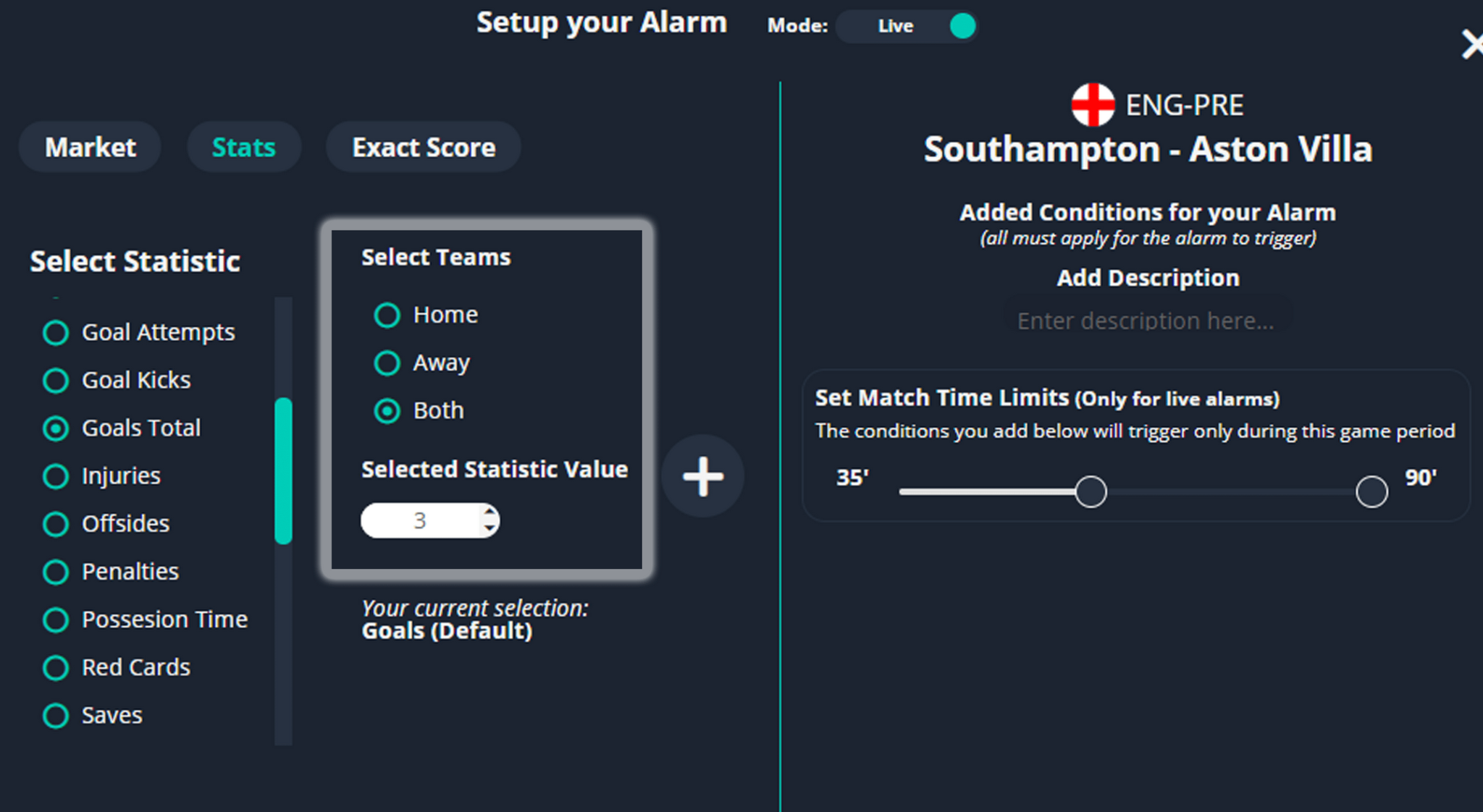 Pre - game and live football statistics alerts and notifications